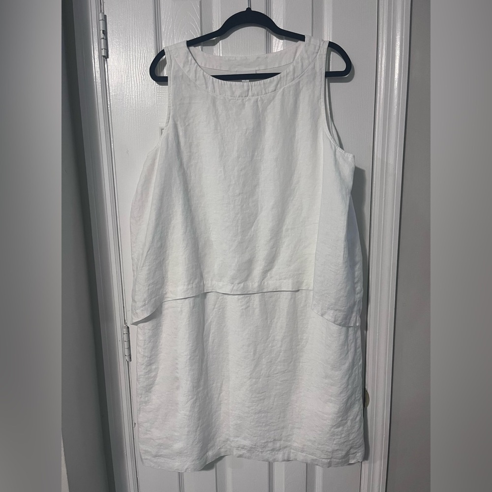 J Jill PureJill XL women’s White Sleeveless Linen Shift Dress